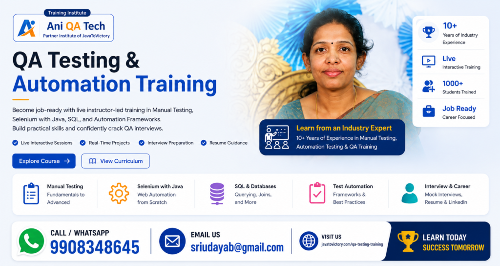 QA Testing & Automation Training ani qa tech1